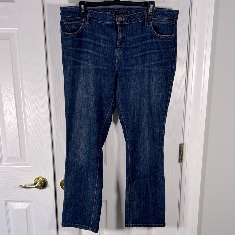 Simply Vera Vera Wang Size 16 Boot Cut Jeans Dark Wash Denim Mid Rise